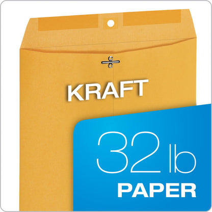 Quality Park 10" x 13" Clasp Envelopes, Heavy 32 lb Brown Kraft, Gummed Flap, 100/Box (QUA37797)