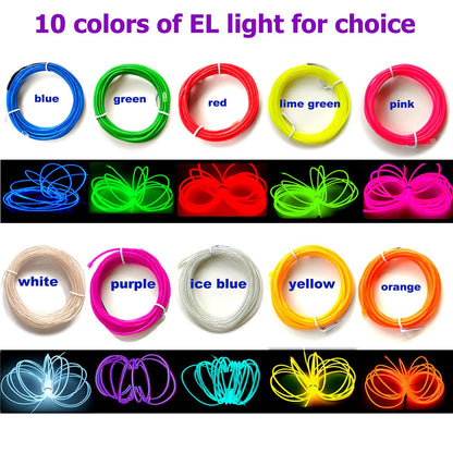 MaxLax EL Wire - Pink Neon Light Wire 10-Pack, 16.4ft, Plastic, Model CXD el wire 001