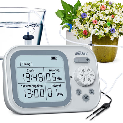 Automatic Drip Irrigation System for Indoor Plants, 2026 Automatic Plant Waterer for 15 Potted Plants Watering with Anti-Siphon and Humidity Mode, Timer, Rechargeable Vacation Self-Watering Pump