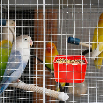 Okllen 30 Pcs Chicken Water Feeder Cups, 16 oz Plastic Hanging Bird Cage Cups for Parrot, Parakeet, Rooster, Pigeon, Bunny, Poultry Coop Gamefowl Supplies, Red