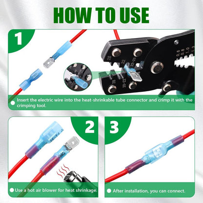 Twidec/100PCS Heat Shrink Spade Connectors Kit 22-10 AWG Female and Male Spade Terminlas Quick Disconnect Connectors Fully Insulated Electrical Wire Crimp Connector for Automotive Marine N-070-100PCS