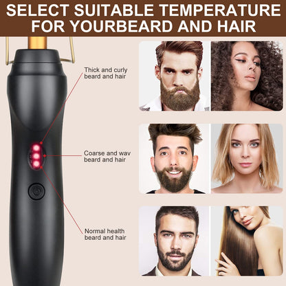 Electric Hot Comb Hair Straightener Heat Pressing Comb Curling Flat Iron Curler Hair Straightener Brush for Natural Black,Anti-Scald Beard Straightening Electric Press Comb