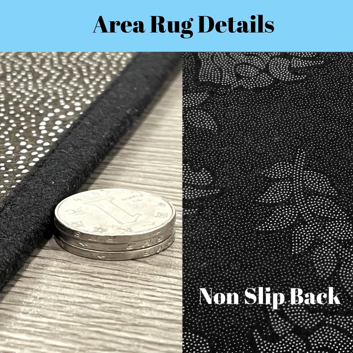 Black Floral Bat 5x7 Area Rug Halloween Bats Living Room Rug | Boho Flowers Rugs for Bedroom, Romantic Plant Gothic Carpet Indoor Floor Mat