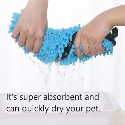 Dog Towel | Quick Dry Ultra Absorbent Microfiber Shammy | Extra Large 24.41x9.06 Dog Bath Towel with Hand Pockets | Dog Drying Towel for Dogs & Cats | Grey, Yellow, Blue (Grey)