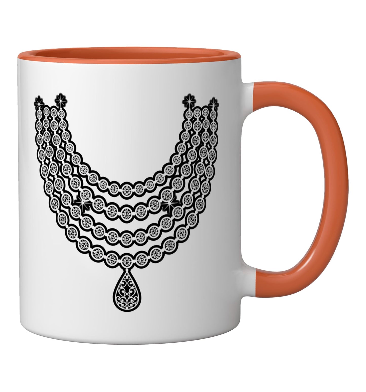 Halloween Gothic Necklace Victorian Choker Pendant OrnateFil Ceramic Mug, Orange/White