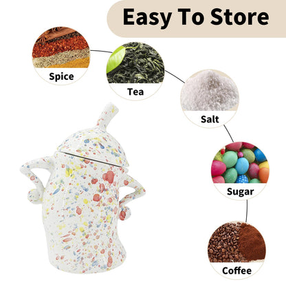 GXOPIEV Ceramic Canister with Attitude 28oz Sassy Canister, CeramicTea Canister, Colorful Ceramic Coffee Canister for Coffee Beans, Tea, Sugar, Salts, Spice and More (800ml)