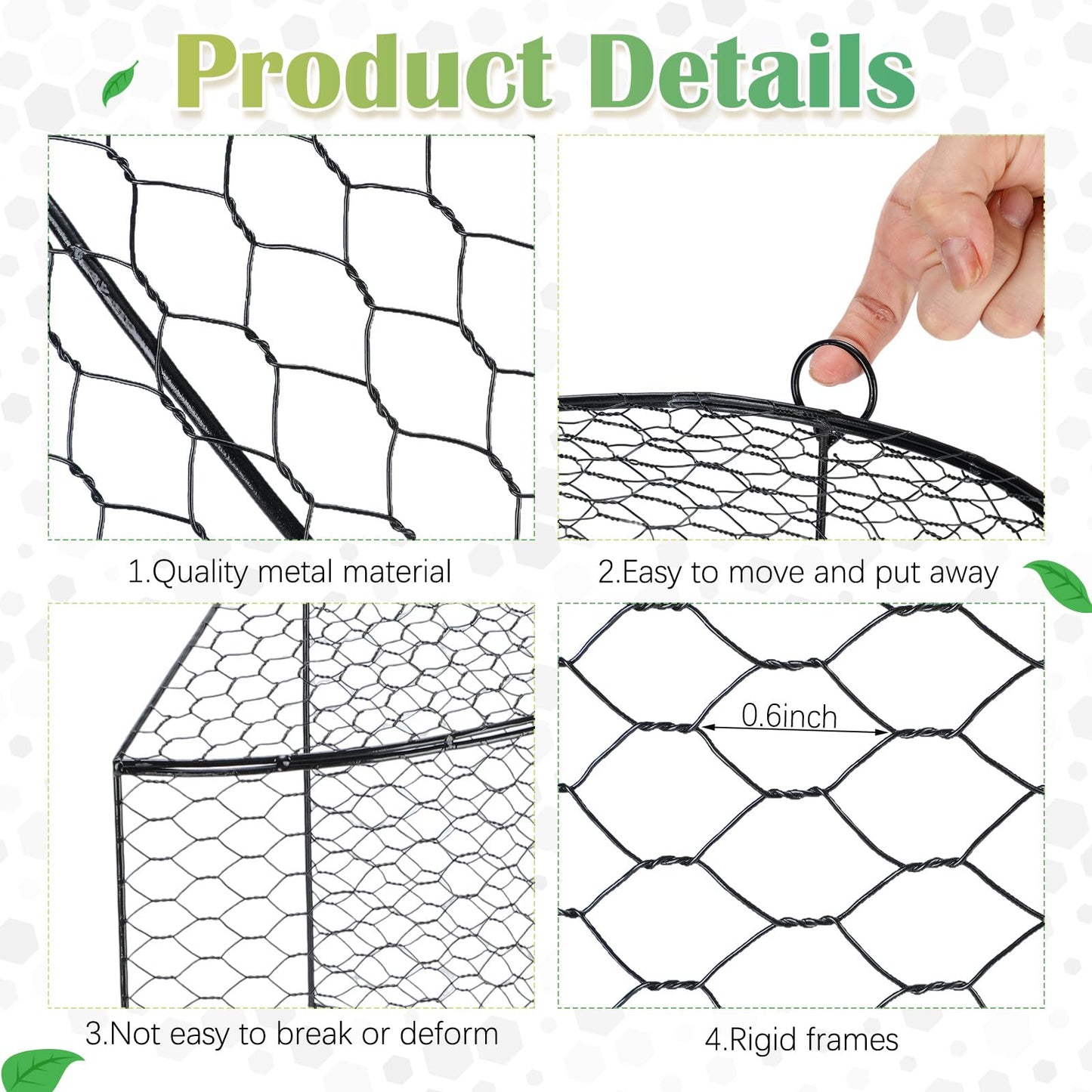 Tandefio 4 Pack Chicken Wire Cloche Plant Protectors from Animals 18.5 x 8 Inch Garden Cloches for Plants to Keep Bunnies Chicken Squirrels Birds Wild Animals Out, Arch Metal Tunnel Garden Cages