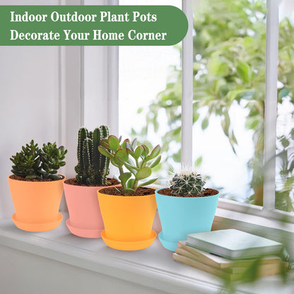 Bluckincle 8 Pack 4.7 Inch Flower Pots and 8 Pack 6.7 Inch Plant Pots Indoor Outdoor