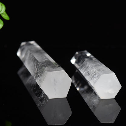 WUYOUSHI Large Clear Quartz Healing Crystal Tower 5.9-6.69" Natural Crystal Wand 6 Faceted Chakra Crystal Point Reiki Meditation Therapy