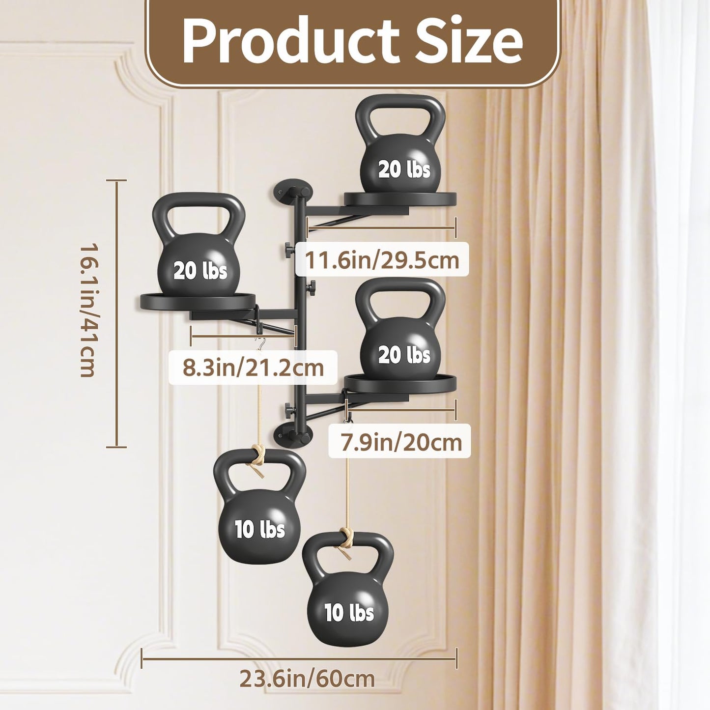 LASZOLA Rotating Plant Hangers Shelves Wall Mounted Indoor, 3 Tier Metal Window Plant Hanging Holders, Morden Floating Flower Display Stand with 2 Hooks for Kitchen Bathroom Decor, Black