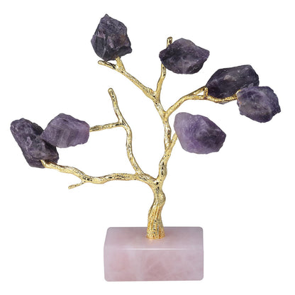 Rockcloud Healing Amethyst Crystal Money Tree Feng Shui Bonsai Tree for Home Decoration Jewelry Holder