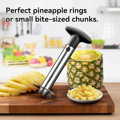 Pineapple Corer and Slicer Tool, Pineapple Cutter and Corer, Stainless Steel Pineapple Peeler, Easy Pineapple core remover decorer, Eye Removal Tool, Pelador De Piña (Black with Measure marks)