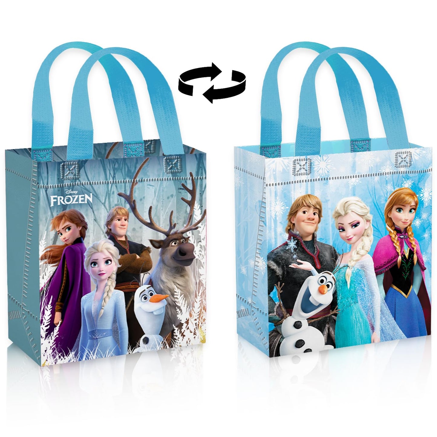 Disney Frozen Party Favor Bags Set – 24 Pack of 8" Frozen Party Goodie Bags for Kids Bulk Reusable Mini Totes | Disney Frozen Birthday Party Supplies