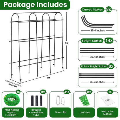 OTOSUNNY Cucumber Trellis for Raised Garden Bed, Reinforced 6 ft Tall Metal Garden Arch Trellis Climbing Plants Support Outdoor, Heavy Vines Vegetable Snap Pea Pole Bean Tomato Trellis, Black