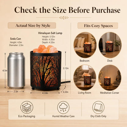 LOOPUPU Himalayan Salt Lamp 5in Plug-in Natural Pink Salt Rock Night Light Dimmer Switch 2 Bulbs Included Bedroom Desk Decor (Forest Shadow)