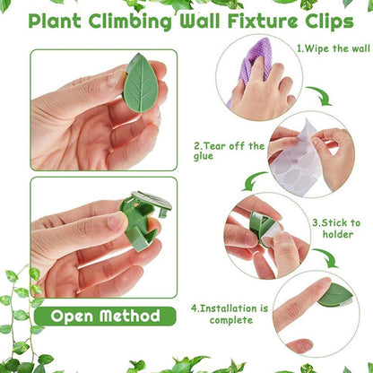 LeMall Plant Climbing Wall Fixture Clips, 100PCS Self-Adhesive Plant Hooks for Wall Vines Fixing Clips Green Leaf Plant Clip Garden Wall Clip Plant Clip Green Leaf Simulation for Garden Wall Clip
