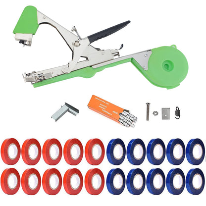 Swetero Plant Tying Machine Tool,Plant Tape Gun with 10000pcs Staples 20 Rolls Tape and Replacement Blade for Grapes,Raspberries,Tomatoes and Vining Vegetables Tying Tool(Green)