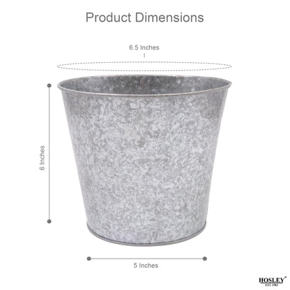 Hosley Set of 2 Galvanized Metal Buckets with Liner – Farmhouse Planters, Floral Arrangements, Storage & Candle Decor Indoor Outdoor Rustic Home Decor Pots