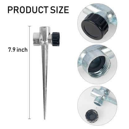 Hourleey 6 Pack 1/2 inch Zinc Alloy Lawn Sprinkler Spike Base, Water Flow Thru Sprinkler for Yard, Lawn, Garden and Grass Irrigation