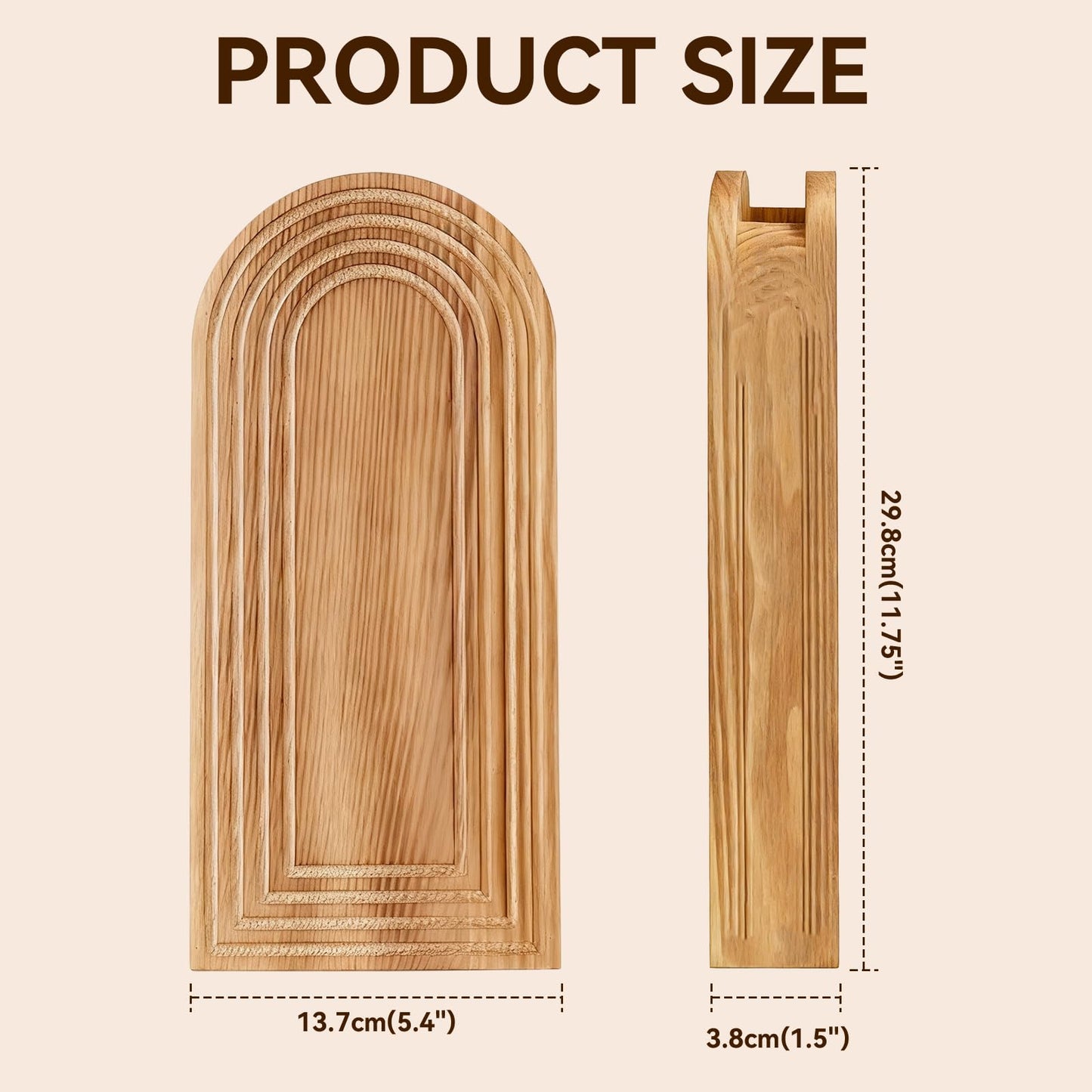 2 Pack Wooden Wall Vase Set, Boho Hanging Planter for Indoor Plants & Flowers, Wood Wall-Mounted Planters for Living Room, Modern Farmhouse Entryway or Bathroom, Rustic Art for Home (Brown)
