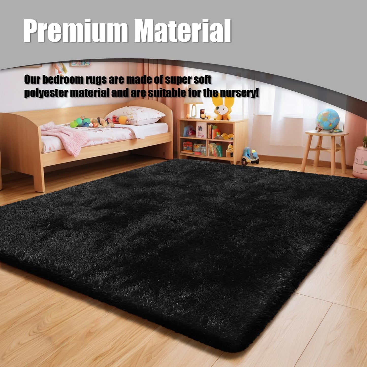8x10 Fluffy Area Rugs for Living Room,Shag Area Rug for Bedroom,Black Soft Fuzzy Rug Non-Shedding Indoor Plush Carpet for Bedroom Home Decor
