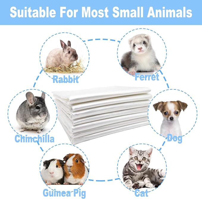 100 Pcs Disposable Rabbit Cage Liner, 35'' X 27'' Large Bunny Cage Tray Liners Clear Plastic Guinea Pig Toilet Film for Bunnies Ferrets Chinchillas Birds Small Animal - Leak Proof & No Mess