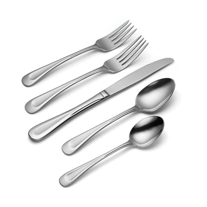 Oneida Silverware Set For 8, Satin Sand Dune 45-Piece Everyday Flatware Set with Serving Utensils, Service For 8, 18/0 Stainless Steel Silverware, Knives Spoons and Forks (Silver, 45 Piece)