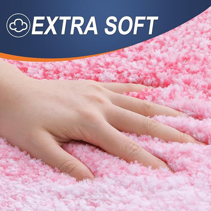 OLANLY Small Bathroom Rugs Mat 24x16, Extra Soft Absorbent Microfiber Bath Rugs, Rubber Backing, Quick Dry, Machine Washable Bath Mats for Bathroom Floor, Tub and Shower, Home Decor Accessories, Pink