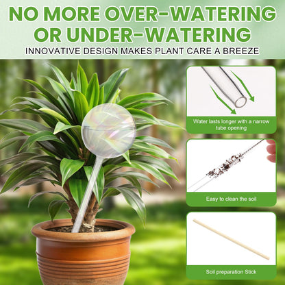 Ferrochef 6 Pcs Iridescent Self Watering Globes Glass Rainbow Plant Self Watering Globes Planter Insert Large Automatic Plant Waterer Bulbs for Planter Indoor Outdoor Garden, 16oz, 13oz, 10oz