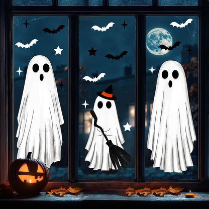 Large Halloween Window Clings Ghosts Silhouette for Glass Window Ghosts Window Stickers Decals Decorations