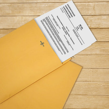 9” x 12” Clasp Envelopes with Gummed Seal Brown Pack of 30