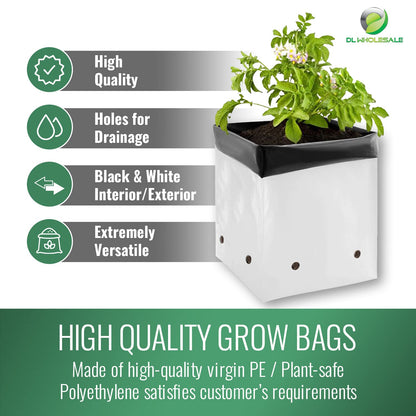 Grow1 20 Gallon Grow Bags (10 Pack) Black and White Poly Bags for Plants, Perfect for Plant Nursery Bags, Tree Grow Bags & Greenhouse Grow Bags, 20 Gallon Pots for Plants