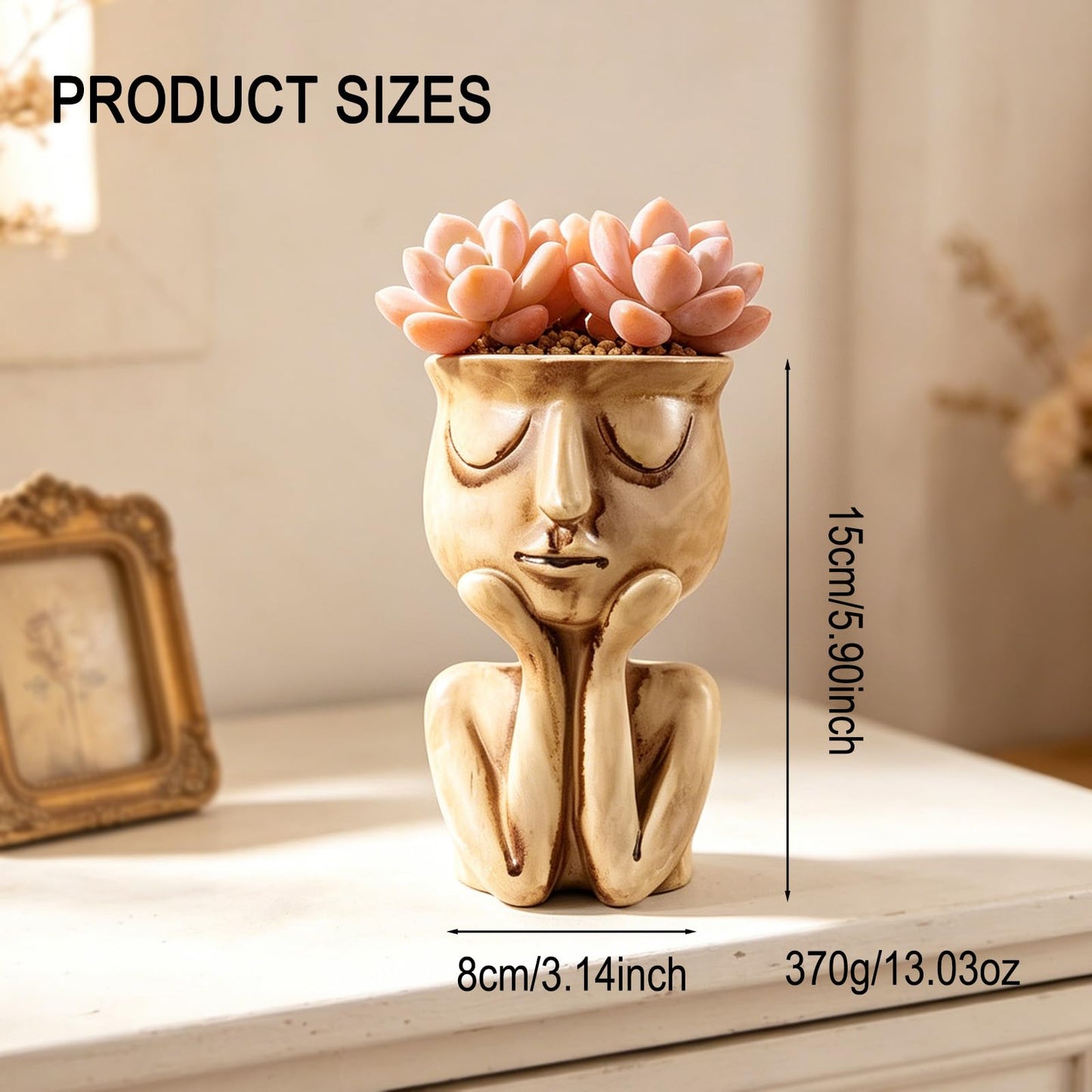 LIUXINJIAN-RHX Face Planters Pots Head Unique Face Flower Pot Head Planter for Indoor Plants Cute Small Succulent Pots Indoor Plant Pot, Great Gift Unique Ornaments for Home