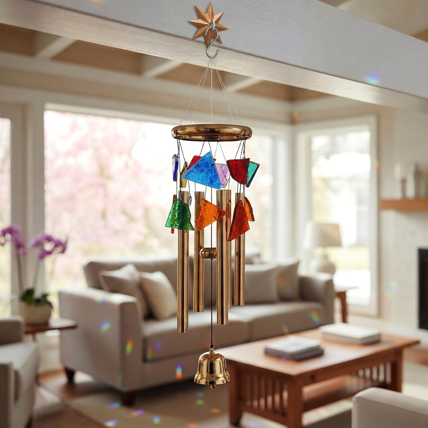 LEIFIDE 2 Pcs 4.25'' Wall Mount Ceiling Hooks Plant Hooks for Ceiling Metal Plant Bracket Iron Wall Hook for Hanging Plants, Lights, Outdoor Wire and Wind Chimes, Bronze (Whimsical Star Style)