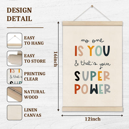 DOI-LANEE Positive Affirmations Wall Decor for Kids, Inspirational Motivation Poset Banner for Office Classroom Playroom Nursery Bedroom, No One Is You Superpower I Can Do Anything, 2 Pack