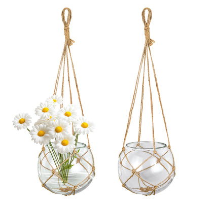 SAILINGSTORY Hanging Glass Plant Terrarium 5" Glass Planter Propagation Stations Flower Vase Clear Set of 2 Pack