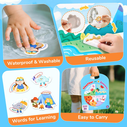 JoyCat Reusable Sticker Book - Stickers for Toddlers, Kids Sticker Activity Book, Travel Toys for Road Trip, Car & Airplane, Educational Learning Gifts for Boys and Girls Ages 3-5 (Weather)