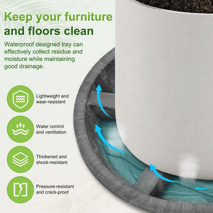 M METERXITY 2-Pack Plant Saucer, 6.3 Inch/16 cm Plastic Plant Trays Thicker for Pots/Indoor/Outdoor/Water Drainage and Protection, Flowerpot Drip Tray [Black Clay]