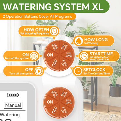 Automatic Plant Waterer Indoor with Large Display for Pot Plants, Cycle & Soak Mode Vacation Self Watering Drip Irrigation System Device Kit Office Patio Greenhouse Grow Tent Water 10-15 Plants