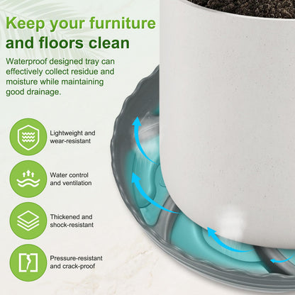 M METERXITY 4-Pack Plant Saucer, 7.7 Inch/19.5 cm Plastic Plant Trays Thicker for Indoor/Outdoor/Water/Pots Drainage and Protection, Flowerpot Drip Tray [Gray]