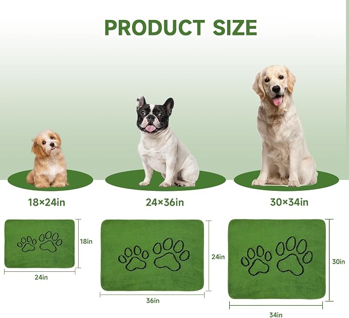 Homimp Washable Pee Pads for Dogs, 2 Pack Super Absorbent Waterproof and Leak-Proof Reusable Dog Pee Pads, Upgrade Non-Slip Puppy Potty Training Pads for Home or Travel Quick Dry, Green 24"×36"