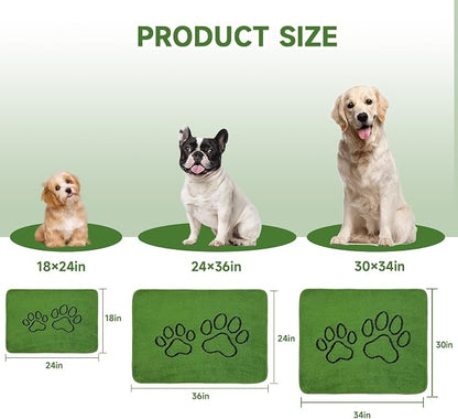 Homimp Washable Pee Pads for Dogs, 2 Pack Super Absorbent Waterproof and Leak-Proof Reusable Dog Pee Pads, Upgrade Non-Slip Puppy Potty Training Pads for Home or Travel Quick Dry, Green 24"×36"