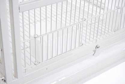 1F/2F/3F Stackable Center Divided Breeder Breeding Bird Flight Double Rolling Cage for Aviaries Canaries Cockatiels Lovebirds Finches Budgies Small Parrots. (White Vein, Cage Without Stand)
