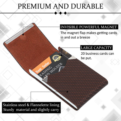 Eaasty 4 Pcs PU Leather Business Card Holder Case with Magnetic Clasp Pocket RFID Blocking Metal Business Card Holder Wallet Organizer(Multicolor,Classic Style)