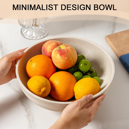 WUUAHOME Large Decorative Fruit Bowl for Kitchen Counter, Sandstone Look Modern Minimalist Snack Candy Bowl for Table Centerpiece Decor, Home, Office, Hotel, Entryway (Beige)