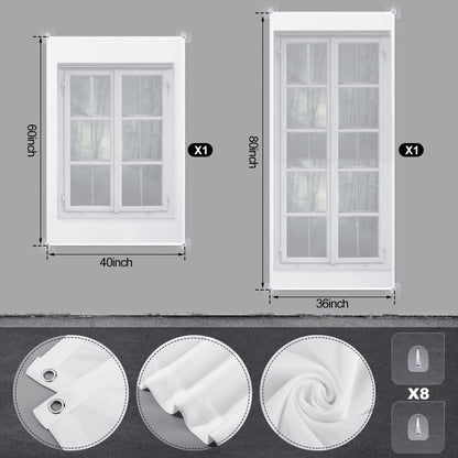 Oudain 2 Pack Halloween Fabric Rear Projection Screen Window Projection Portable White Projector Screen Sheet with Mounting Hardware for Door Projecting Halloween Videos(36 x 80 Inch,40 x 60 Inch)