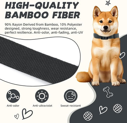 Grey Dog Collar for Large Dog, Breathable, Anti-Odor & Soft, Comfortable for Sensitive Skin Puppies, 90% Bamboo Rayon, Adjustable Quick-Release Buckle Pet Collar for Large Breeds