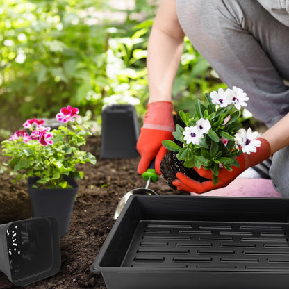 RooTrimmer 3.5 inch (9CM) Square Nursery Pots 60pcs, Sturdy Seedlings Trays 5 Pcs, Seeds Starter Germination Tray, Microgreenings Planter Nursery Propagation 5 Sets