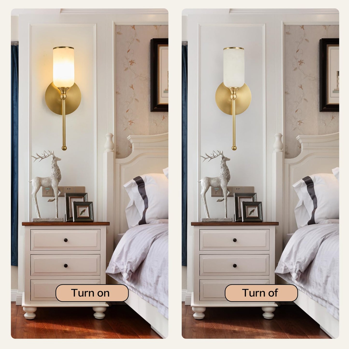 Fanyank Alabaster Wall Sconce, 15.4inch Natural Marble Lampshade Wall Sconce, Hardwired Sconce LED Modern Wall Lamp for Bedroom, Stairs, Living Room, Bedside, Hallway Gold