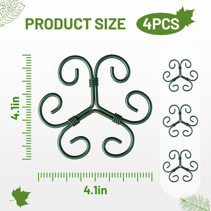 Yeomant 4PCS Green Iron Monstera Support, Uniquely Designed Plant Support Stakes for Indoor Plants, Stable Plant Stakes and Supports, Turtle Shell Bamboo Clamp Set for Thriving Growth